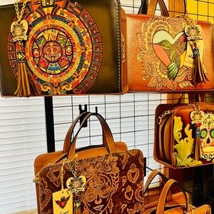 Artisan Multicolor and Brown Leather Shoulder Bag